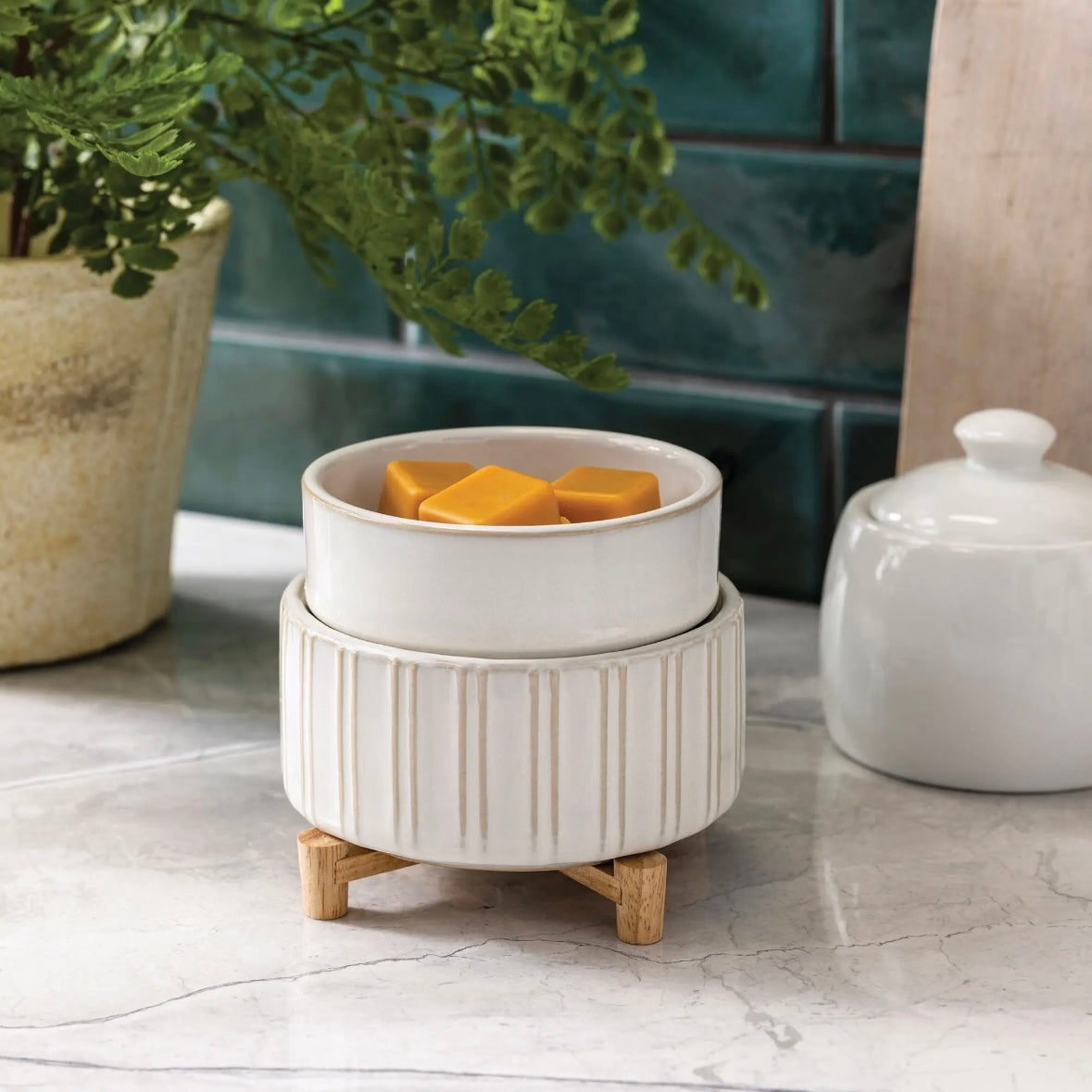 Classic Ceramic & Wood 2-in-1 Warmer