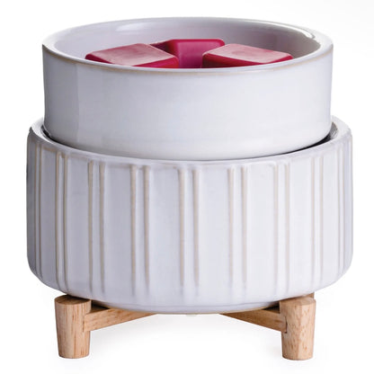 Classic Ceramic & Wood 2-in-1 Warmer